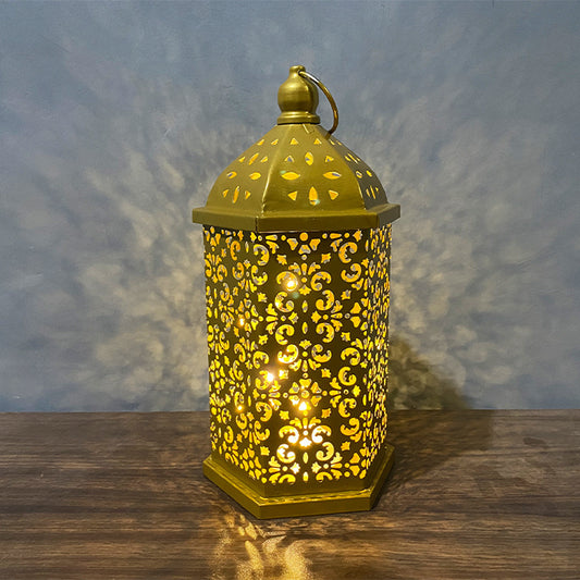 Home Decor Metal Lantern Eid Mubarak Night Led Ramadan Decoration Muslim Party Supplies Gift
