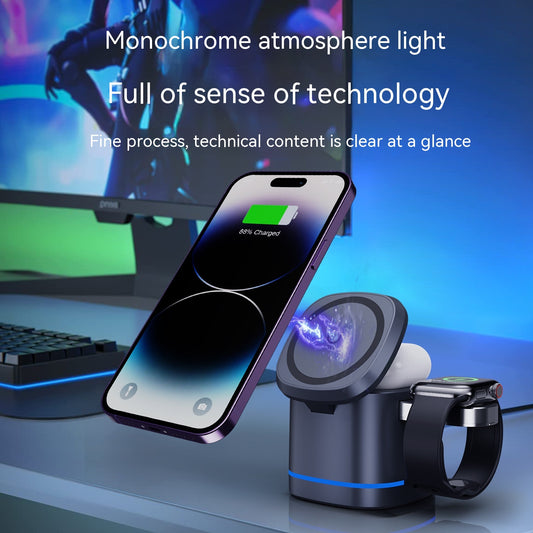 Three-in-one Folding Magnetic Wireless Fast Charging Charger
