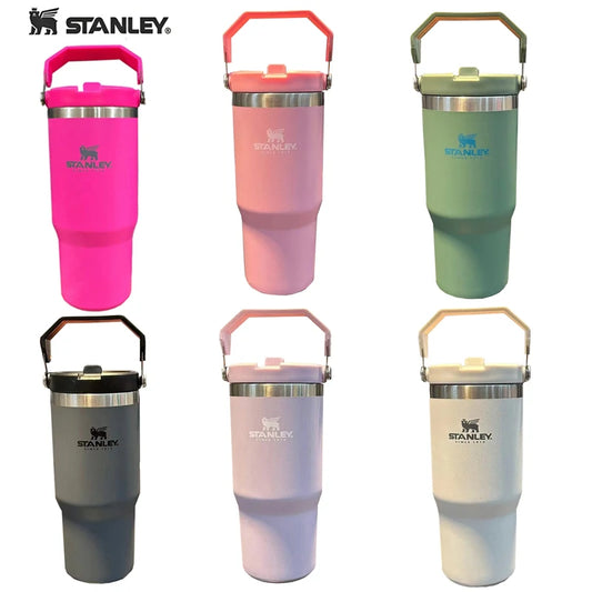 Stanley 30oz/887ml Tumbler With Handle Leopard Tumbler With Straw Lids Stainless Steel Coffee Termos Cup Car Mugs Vacuum Cup